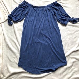 Off the shoulder dress with sleeve ties and cutout